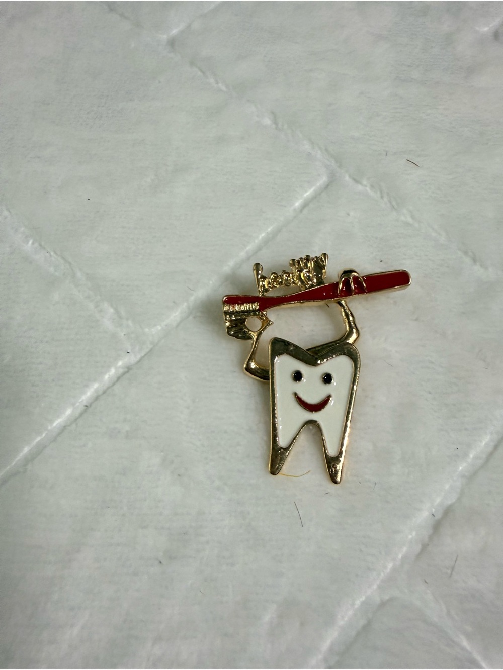 Smile Tooth Brooch Pin in White and Red - Women’s Jewelry